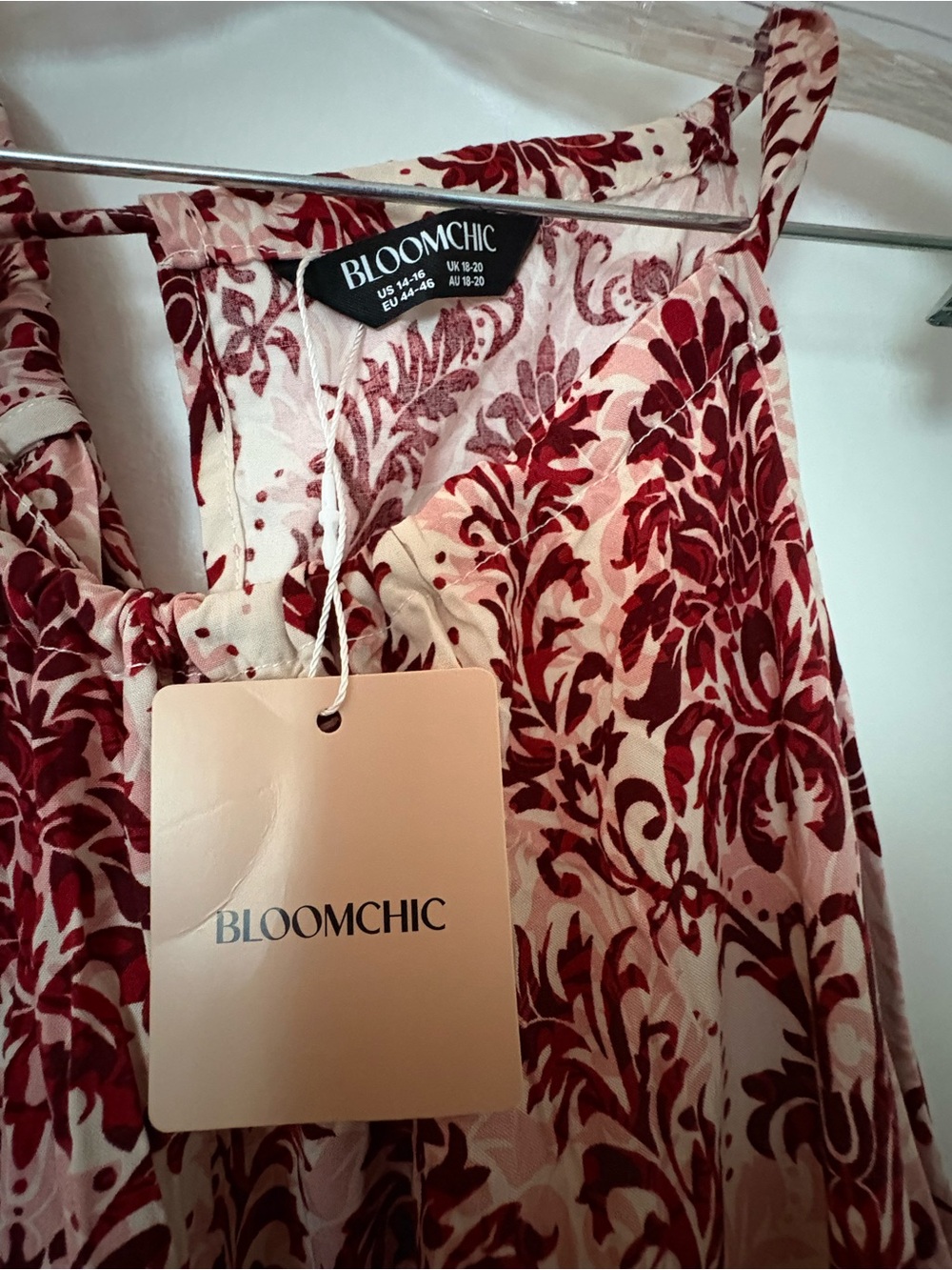 NWT Bloom Chic 14-16 Plus-Size Sleeveless Halter Jumpsuit in Burgundy Print - Picture 3 of 5